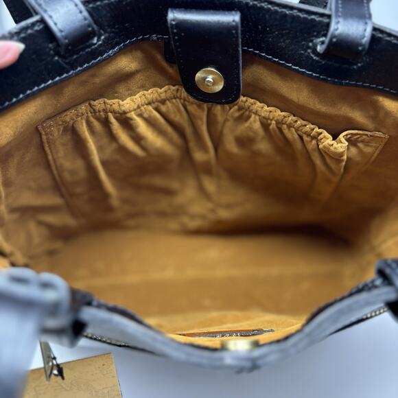 Patricia Nash Tote Bag Danville Colorblock Black British Tan Leather NWT Purse - Picture 9 of 11